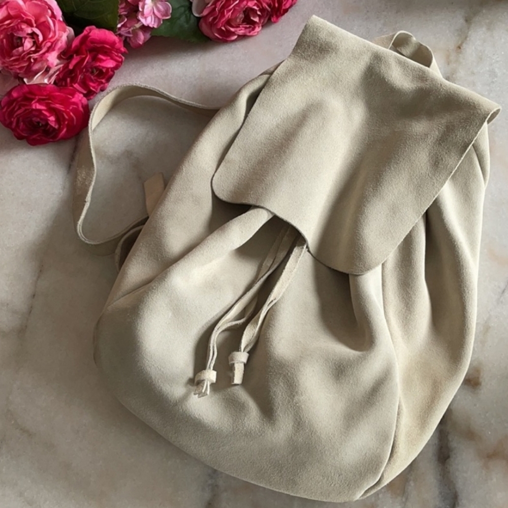 Zara Genuine Suede Cream Backpack
